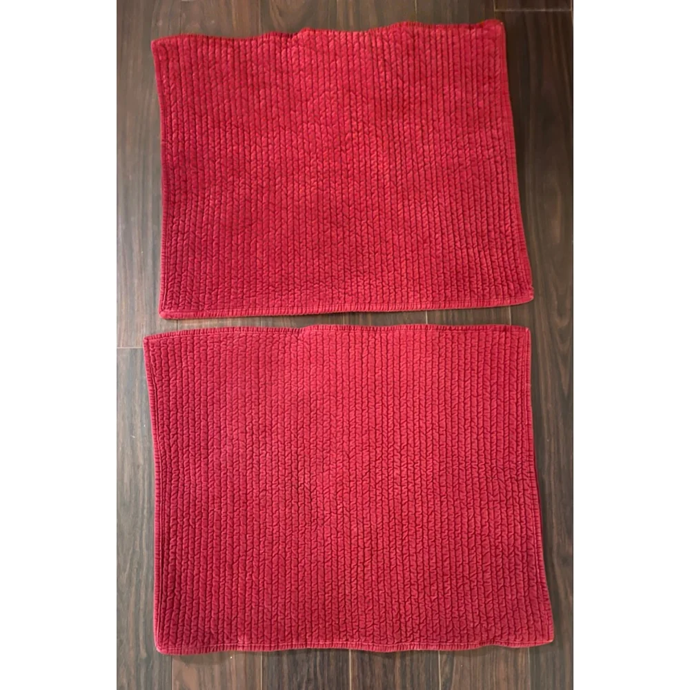 Pottery Barn Red Quilted Cotton Pillow Shams Standard 26x20 Set of 2